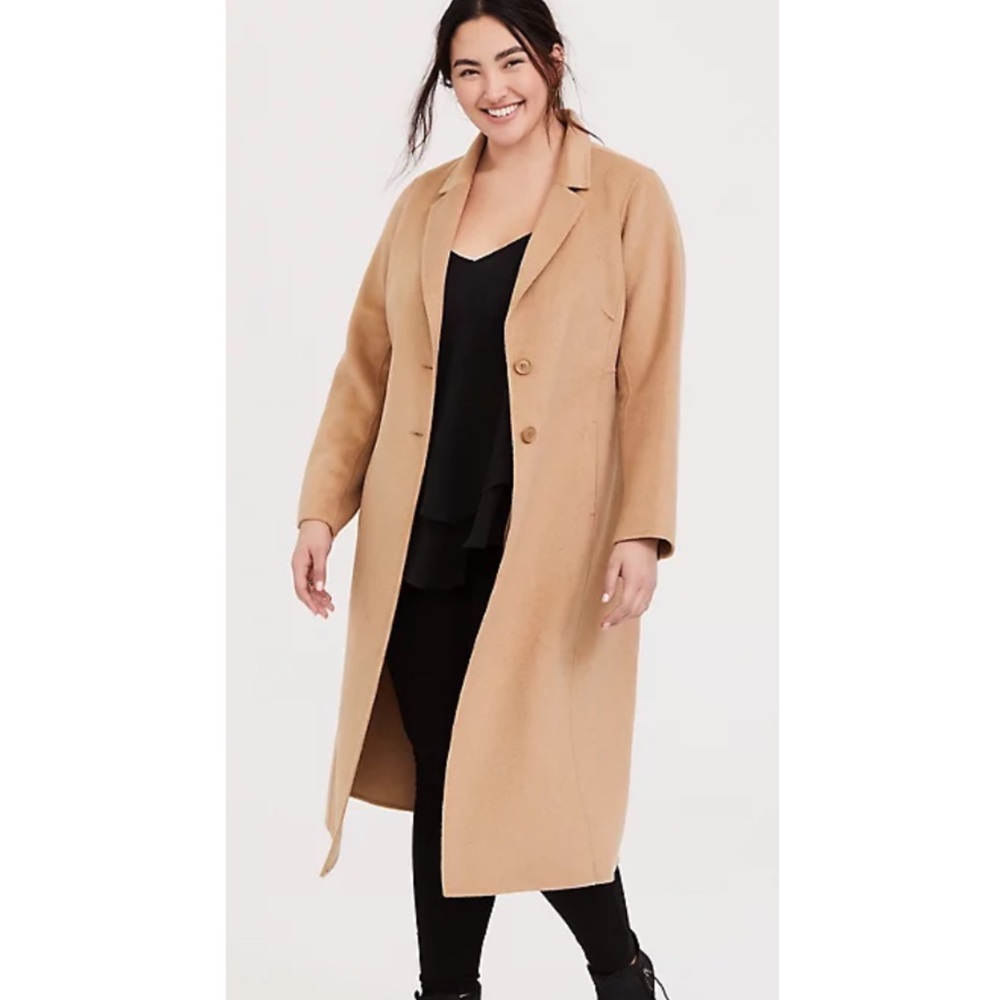 Torrid Wool Blend Button Front Duster Plus Size Coat